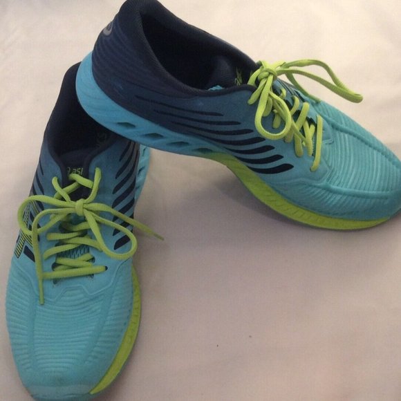 ASICS GEL FuzeX Turquoise/Navy/Neon YellowT689N Womens RUNNING SHOES SIZE 11.5 - Picture 4 of 10